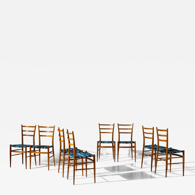  Chiavari Eight Tre Stecche chairs in cherry wood Chiavari manufacture Italy 1950s