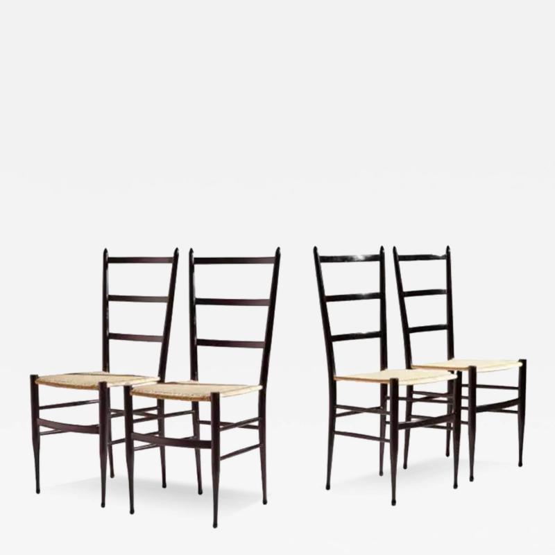  Chiavari Enrico Delmonte set of four Gobbetta chairs Chiavari Italy 1960s