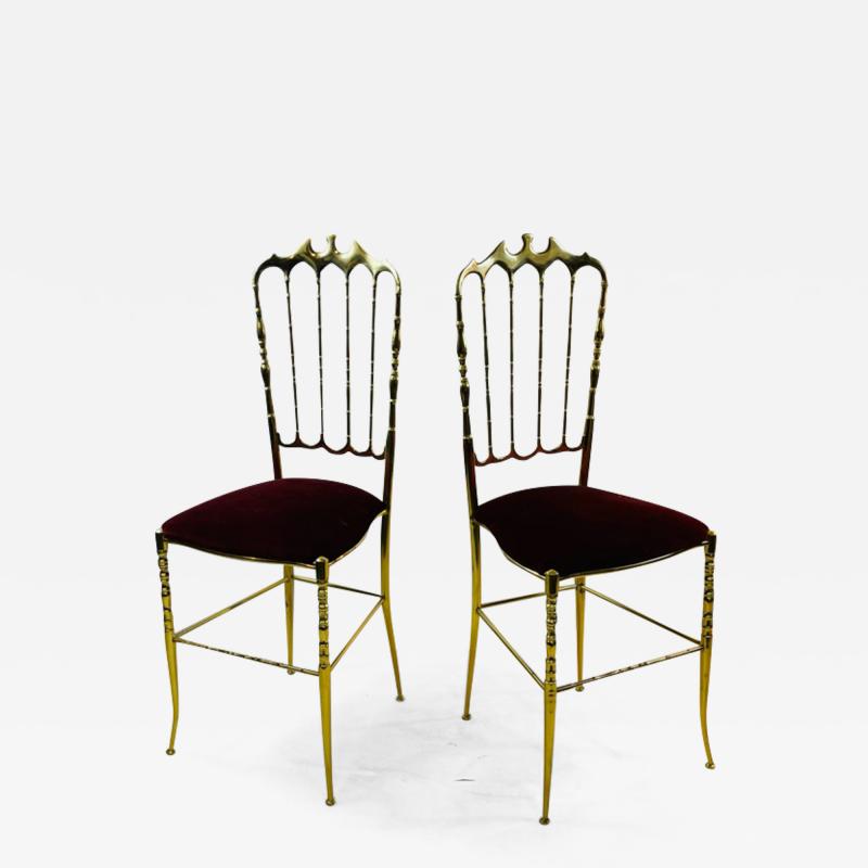  Chiavari GLAMOROUS PAIR OF ITALIAN BRASS CHIAVARI CHAIRS