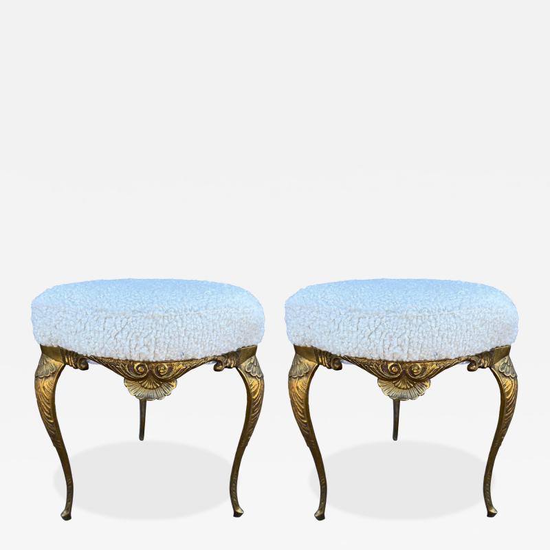  Chiavari Pair Of Italian Chiavari Brass Ottomans