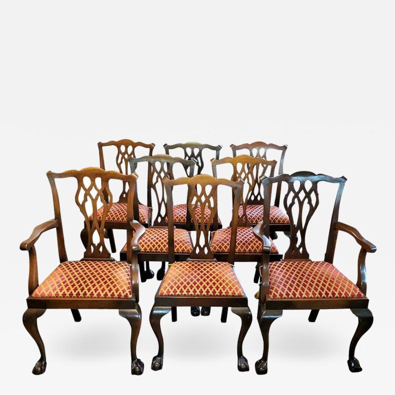  Chippendale Style Late 19th Century English Mahogany Chippendale Style Dining Chairs