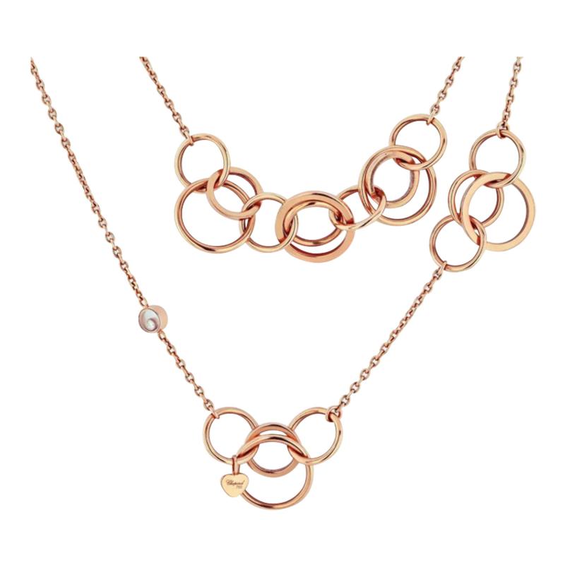  Chopard CHOPARD 18K ROSE GOLD HAPPY DIAMONDS NECKLACE