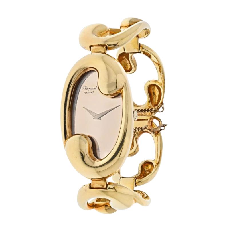  Chopard CHOPARD 18K YELLOW GOLD LADIES OVAL OPEN LINK BRACELET WRIST WATCH