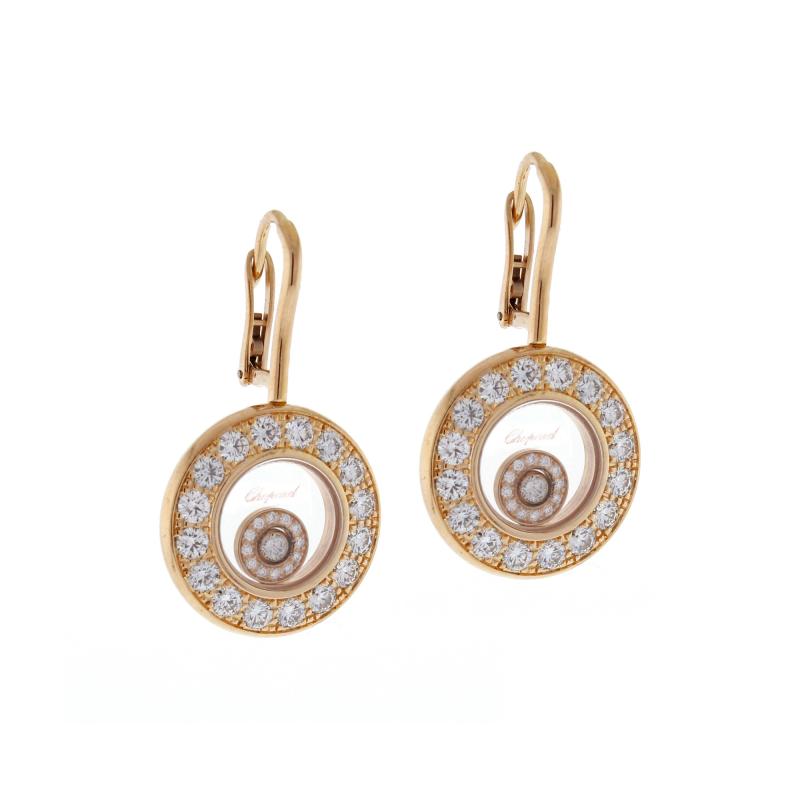  Chopard Chopard Happy Diamond Rose Gold Drop Dangle Diamond Earrings