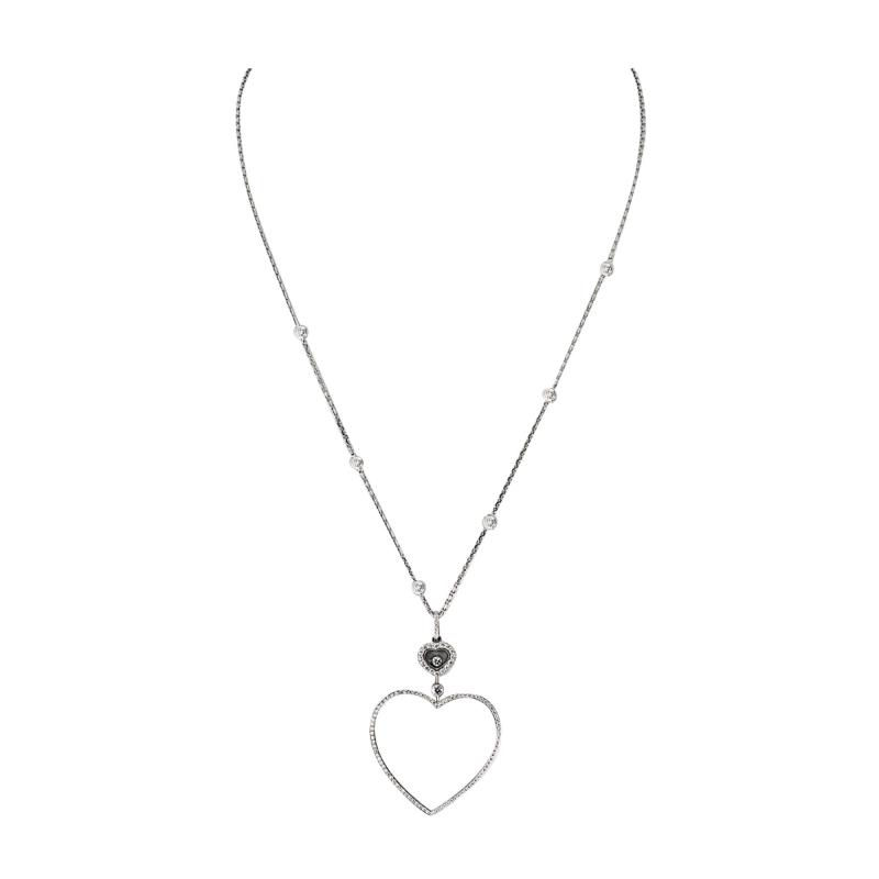  Chopard Chopard Happy Diamonds 18K White Gold Happy Diamond Open Heart 0 70cttw Necklace