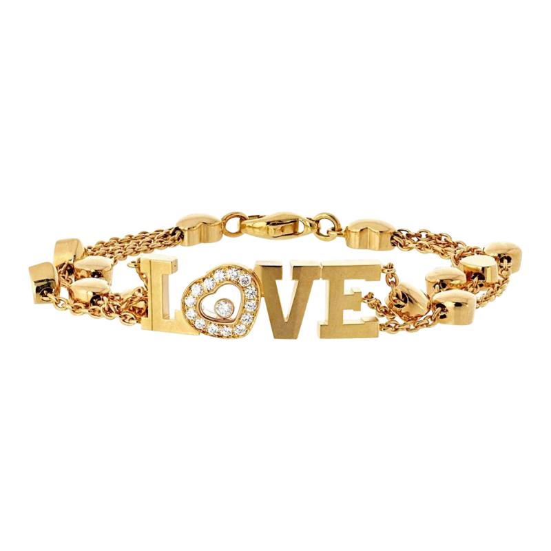  Chopard Chopard Happy Diamonds 18K Yellow Gold Love 0 28cttw Diamond Bracelet