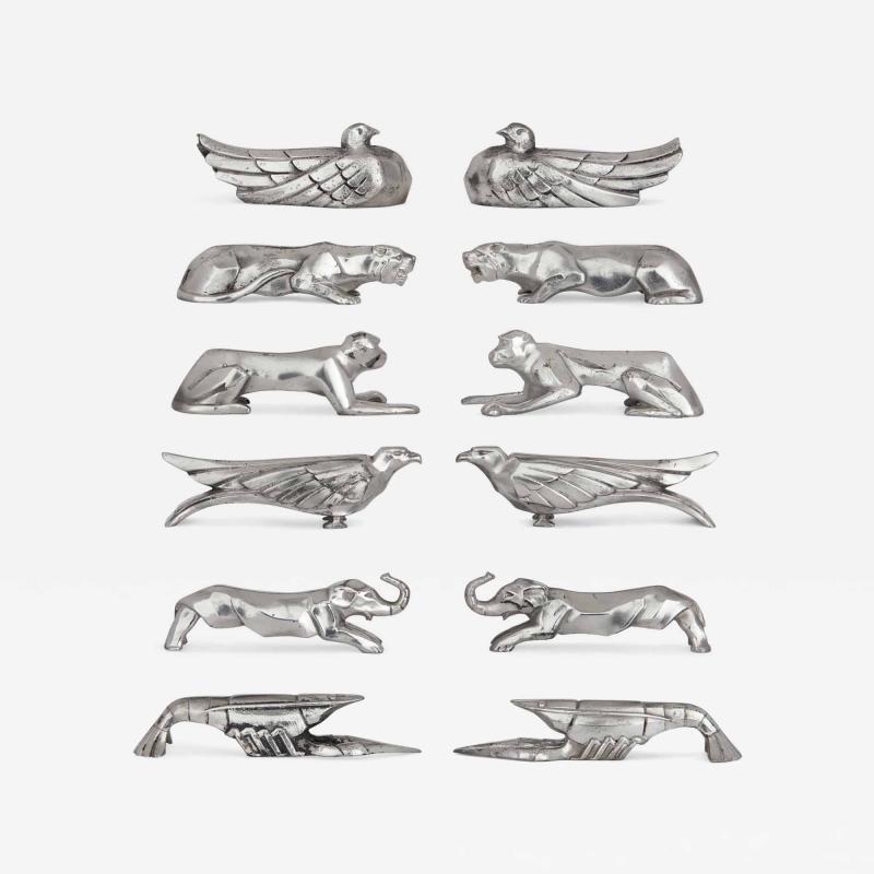  Christofle A 12 piece Art Deco silver plated knife rests set in the manner of Christofle