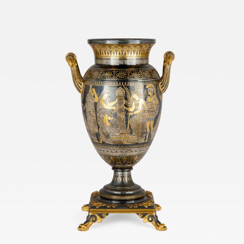  Christofle A Neo Grec Gilt and Patinated Bronze Amphora Vase Attributed to Christofle
