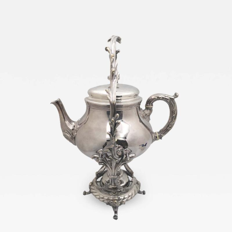  Christofle Christofle Silver Plate Kettle on Stand in Rococo Style