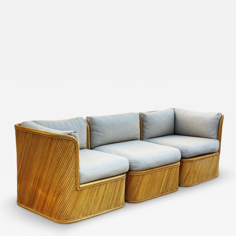  Comfort Design Furniture Mid Century Modern Bamboo Pencil Reed Modular or Sectional Sofa with New Cushion