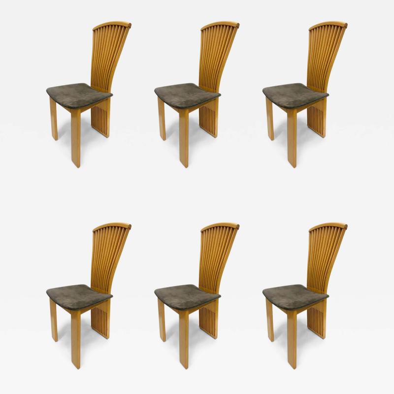  Constantini 1980s Pietro Constantini Postmodern Tall Fan Dining Chairs Set of Six