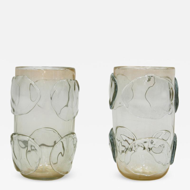  Constantini Mid Century Modern Costantini Murano Glass Italian Pair of Vases
