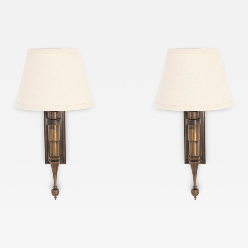 ControLight Pair of Custom French Single Library Sconce in Solid Brass 2000c 