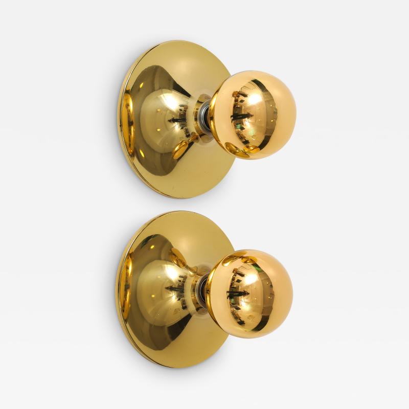  Cosack Leuchten Pair of Large 1960s Gold Wall Sconces Ceiling Lights by Cosack