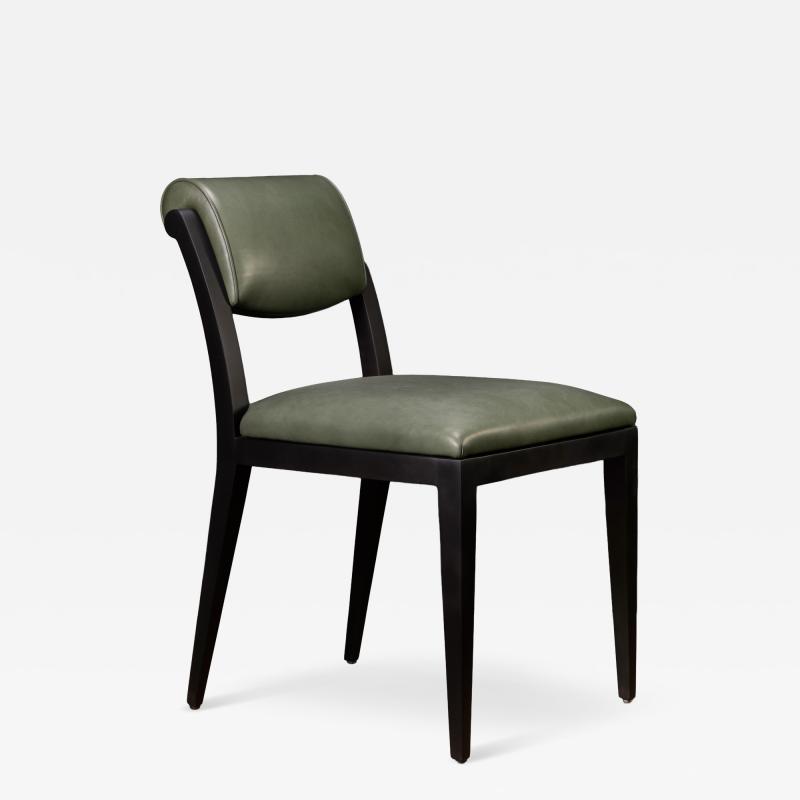  Costantini Design Art Deco Style Dining Chair in Green Leather by Costantini Gianni