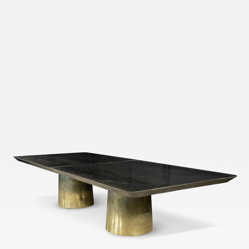  Costantini Design Cast Bronze Iron Twin Pedestal Dining Table from Costantini Benone