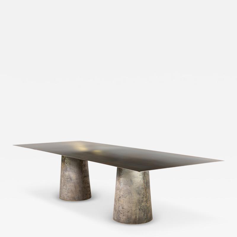  Costantini Design Cast Bronze Metal Twin Pedestal Dining Table by Costantini Beninx