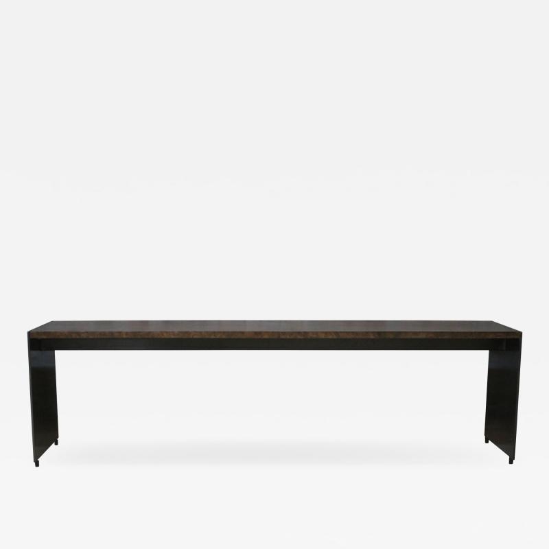  Costantini Design Contemporary Coffee Table in Walnut Burl and Burnished Steel by Costantini Vinn