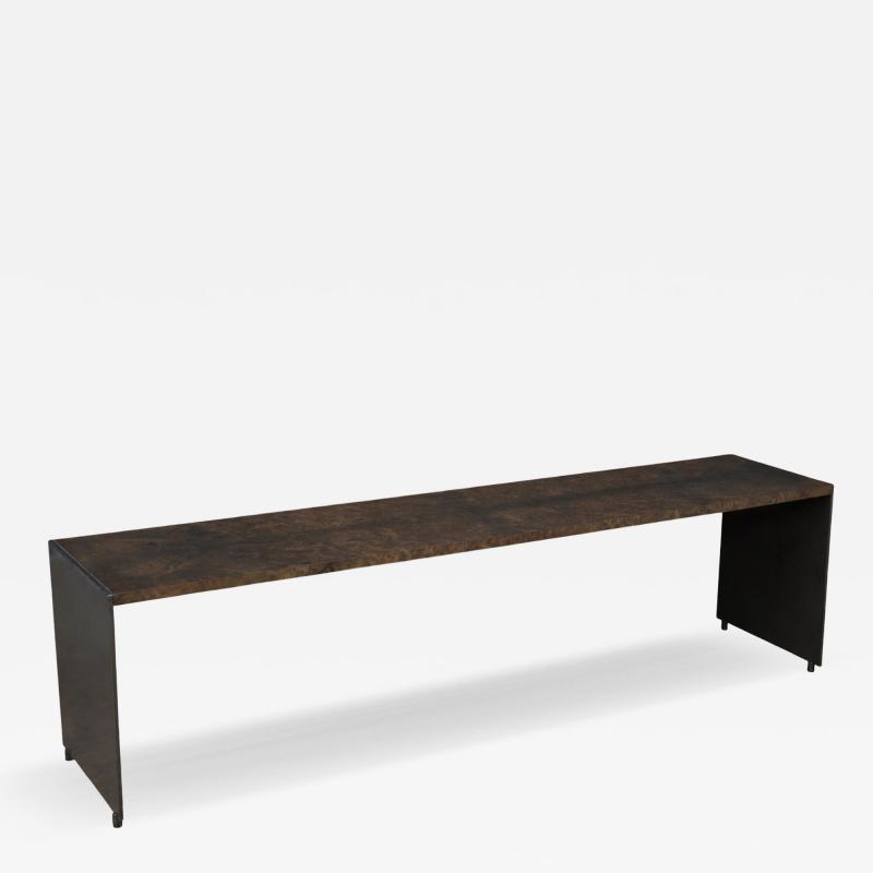  Costantini Design Contemporary Coffee Table in Walnut Burl and Burnished Steel by Costantini Vinn