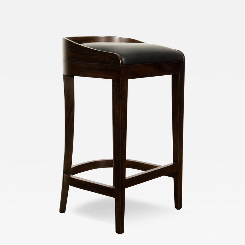  Costantini Design Contemporary Counter Stool in Wood and Leather by Costantini Pia In Stock 