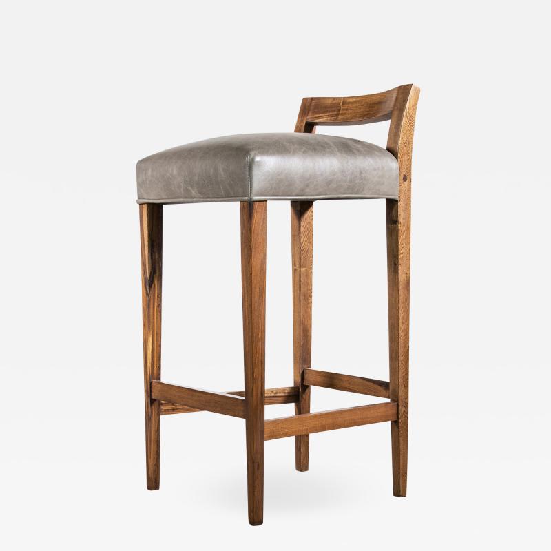  Costantini Design Exotic Wood Contemporary Stool in Leather from Costantini Umberto