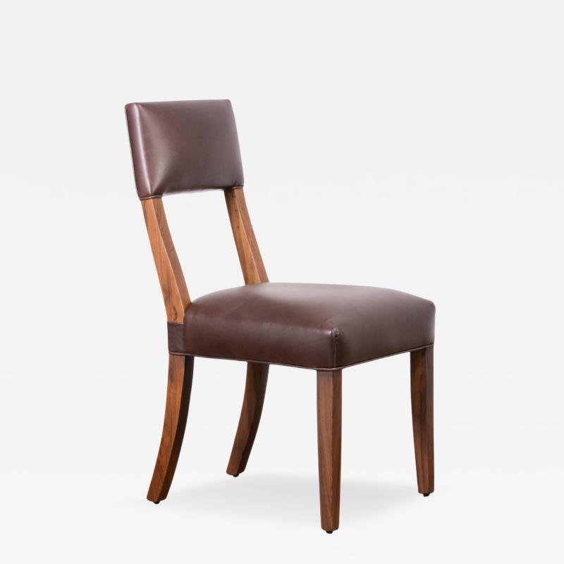  Costantini Design Exotic Wood High Back Dining Brown Leather Chair by Costantini Luca in Stock