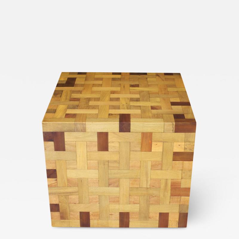  Costantini Design Geometric Cube Shaped Table with Combination Species of Woods Marco