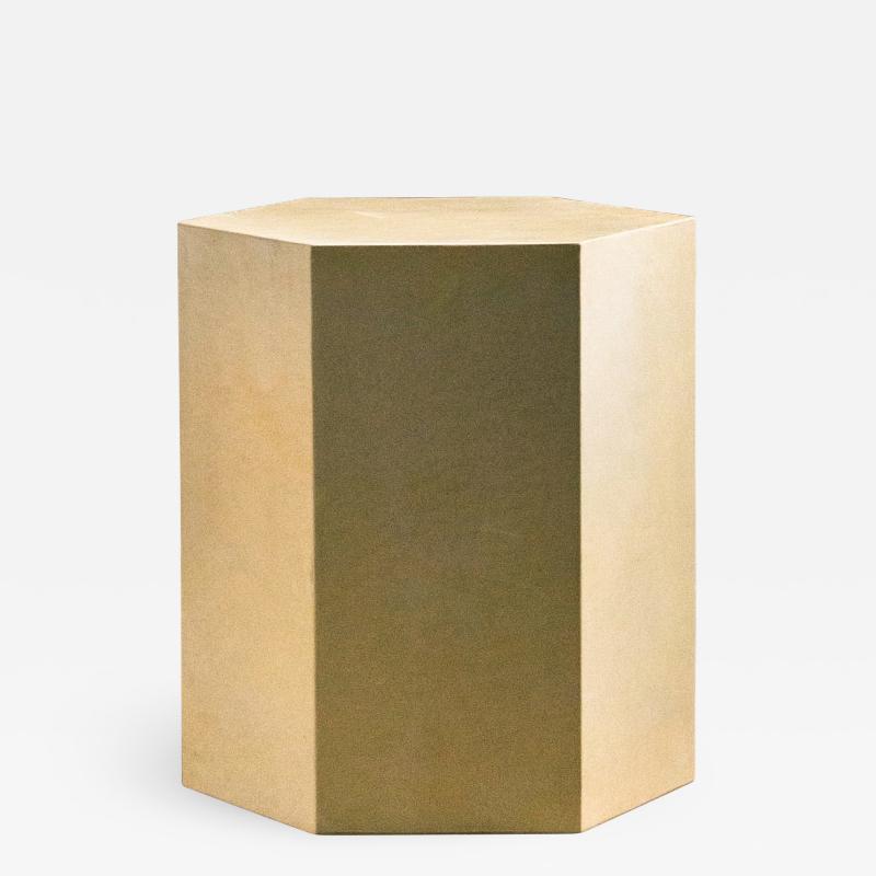  Costantini Design Goatskin Modern Minimal Side Table by Costantini Pergamino Hex Chico In Stock