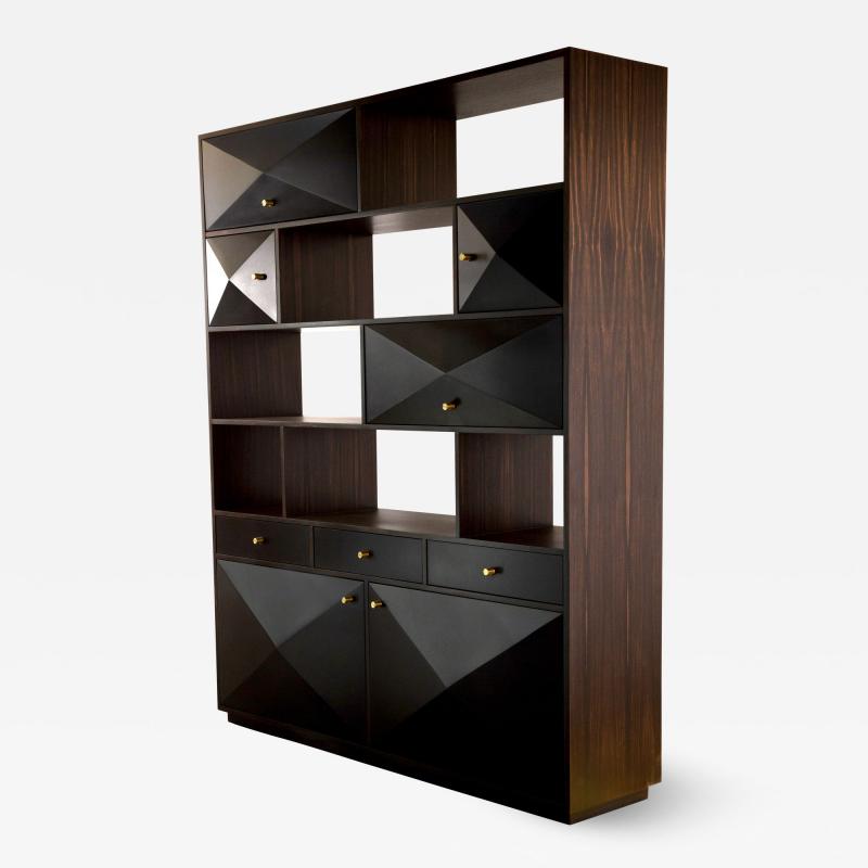  Costantini Design Macassar Ebony Modern Shelf Unit with Bronze Pulls from Costantini Zeno