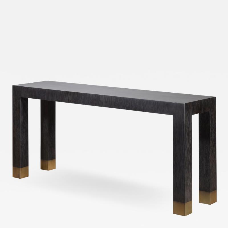  Costantini Design Minimal Console Table with Bronze Sabots in Black Maple Wood by Costantini Dino