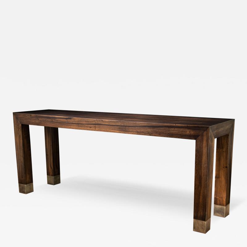  Costantini Design Modern Argentine Rosewood Console Table with Bronze Sabots by Costantini Dino