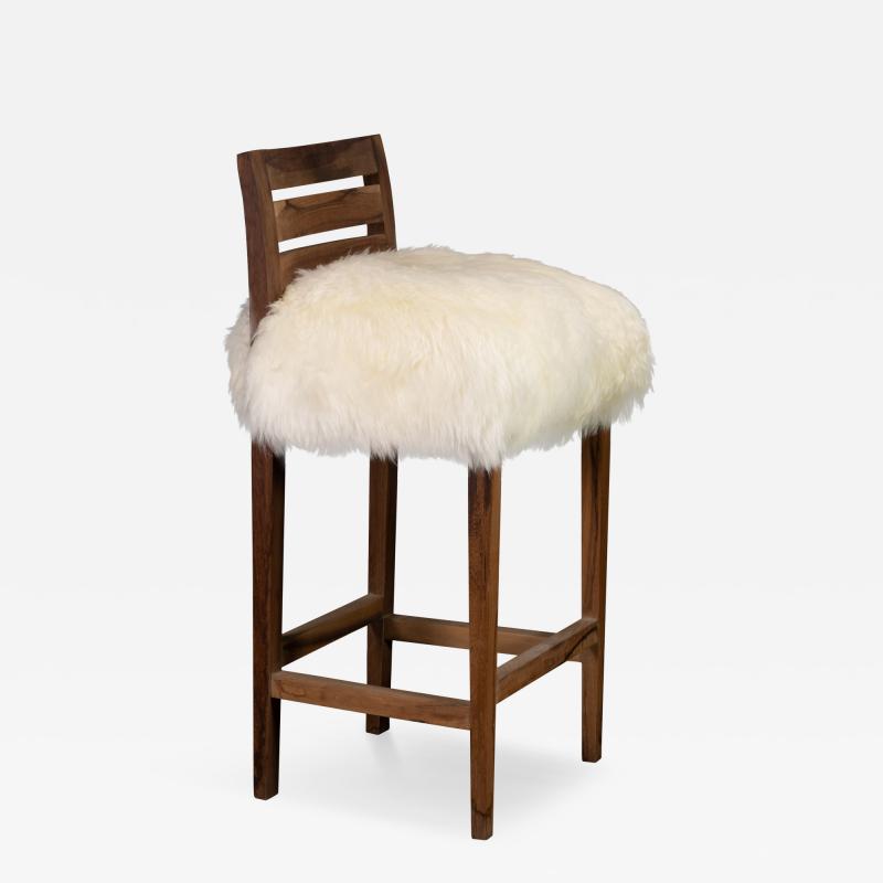  Costantini Design Modern Bar Stool in Argentine Rosewood and Sheepskin by Costantini Renzo Ovino