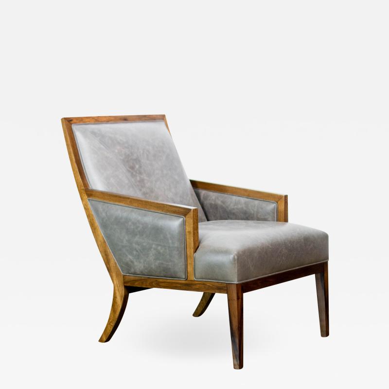  Costantini Design Modern Exotic Wood and Leather Lounge Chair by Costantini Belgrano In Stock