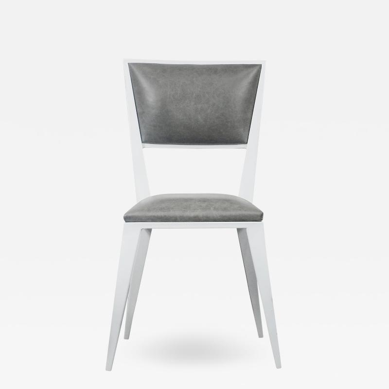  Costantini Design Modern Hand Welded Metal Frame and Leather Dining Chair Rodelio Bianco