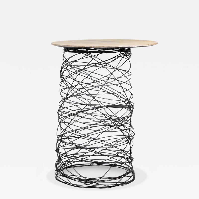  Costantini Design Modern Steel Wire and Parchment Side Table Richiamo Pergamino Table IN STOCK