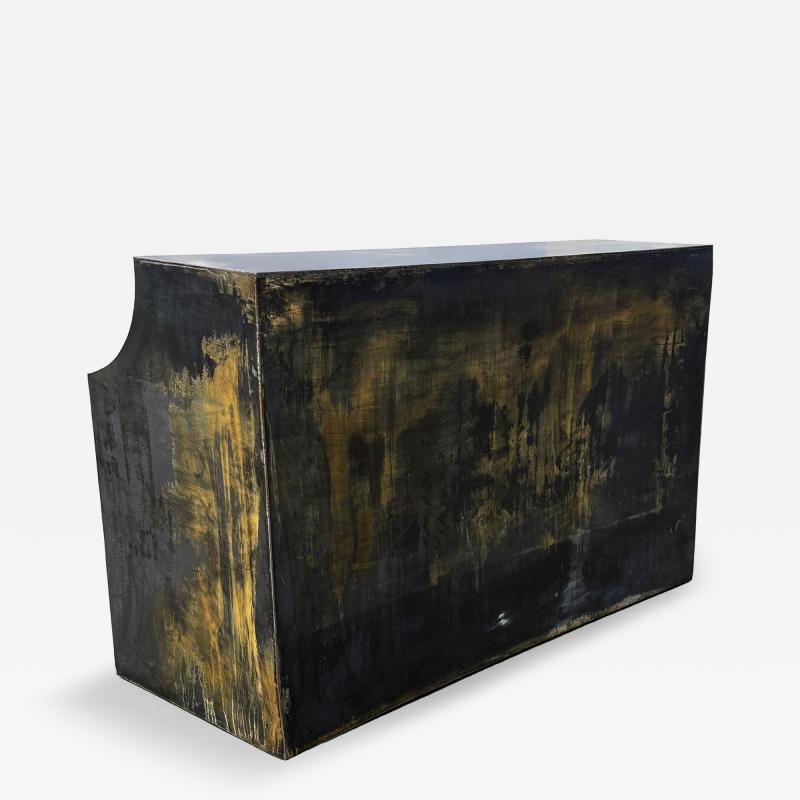  Costantini Design Patinated Metal Reception Bar with Bronze Undertones by Costantini Monolito