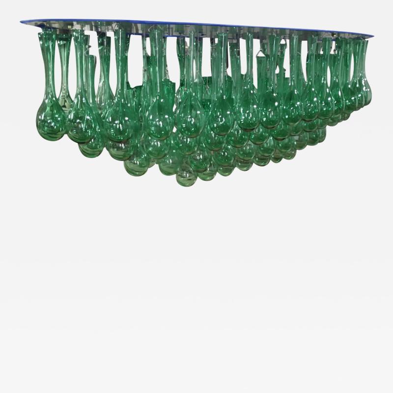  Costantini Design Raffaela Hand Blown Green Glass and Steel Chandelier by Costantini