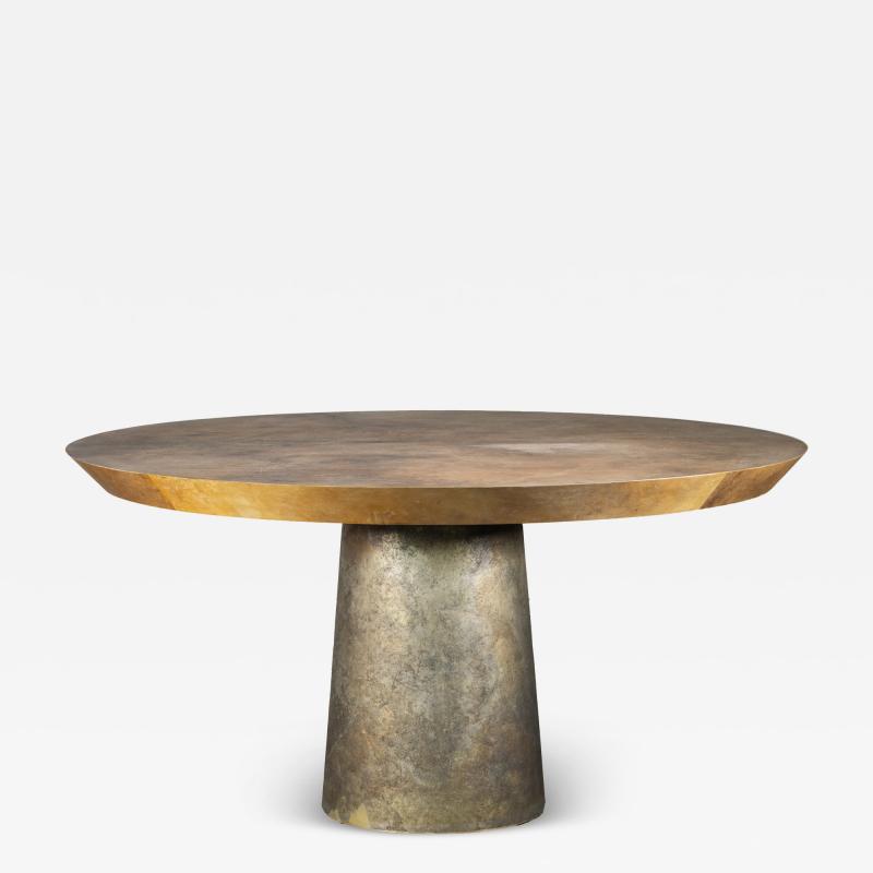 Costantini Design Round Exotic Cast Bronze Pedestal Dining Table by Costantini Benino Pergamino