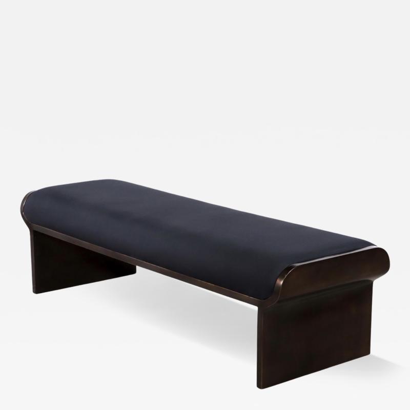  Costantini Design Sculptural Modern Oil Rubbed Bronze and Fabric Bench by Costantini Elia