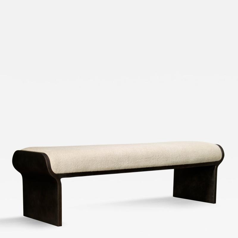  Costantini Design Sculptural Modern Oil Rubbed Bronze and Fabric Bench by Costantini Elia