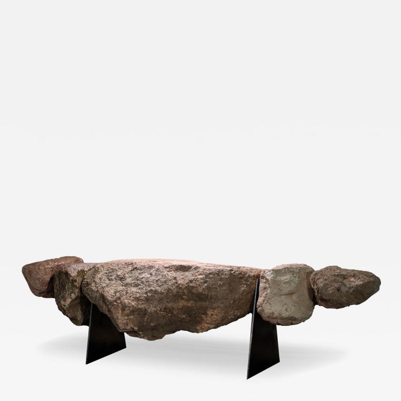  Costantini Design Sculptural Stone and Iron Functional Art Bench by William Stuart for Costantini