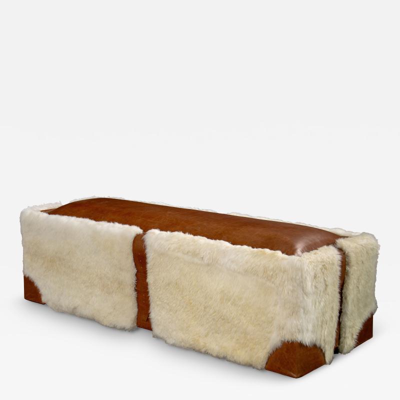  Costantini Design Sheepskin and Leather Custom Contemporary Bench by Costantini Ovino