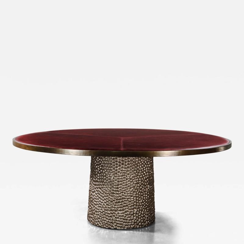  Costantini Design Upholstered Round Game Table with Metallic Carved Base from Costantini Tosca