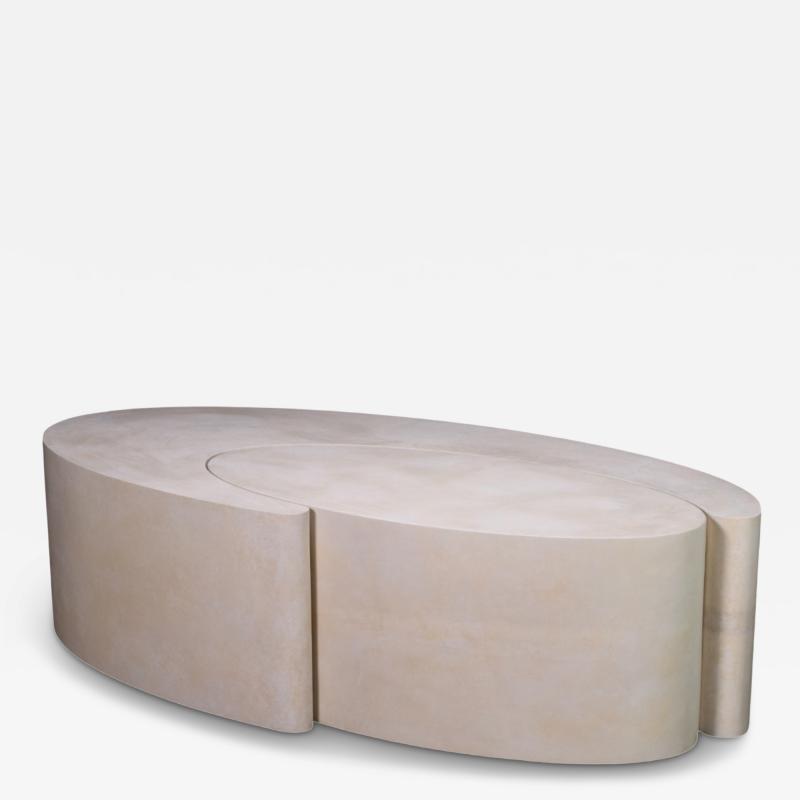  Costantini Design White Parchment Modern Sculptural Nesting Coffee Tables by Costantini Cadenza