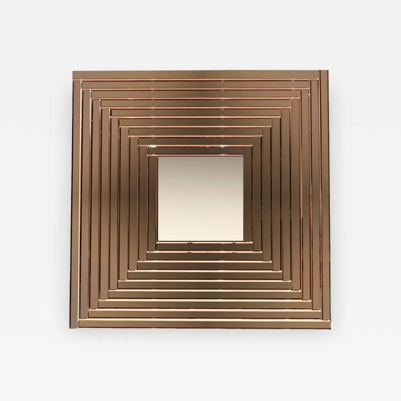  Cosulich Interiors Antiques Contemporary Geometric Italian Bronze Murano Glass Gradient Square Mirror