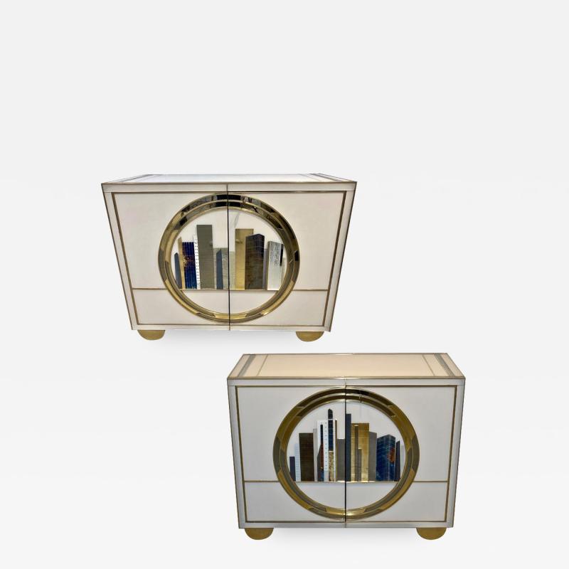  Cosulich Interiors Antiques Italian Contemporary Bespoke Ivory Cabinets with Blue and Gold Decor