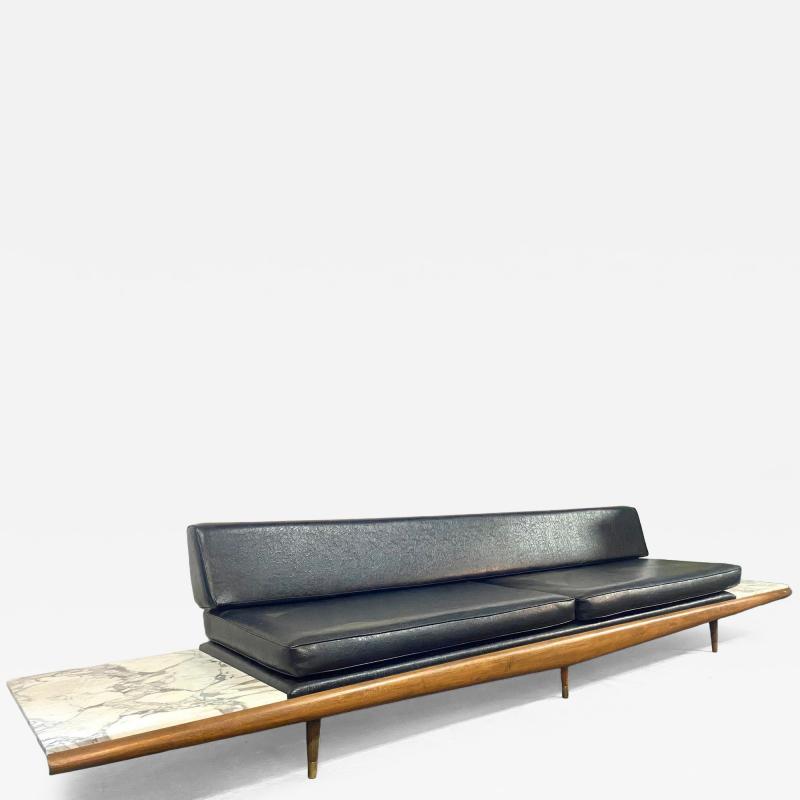  Craft Associates Adrian Pearsall Daybed in Walnut with Carrera Marble Endtables 