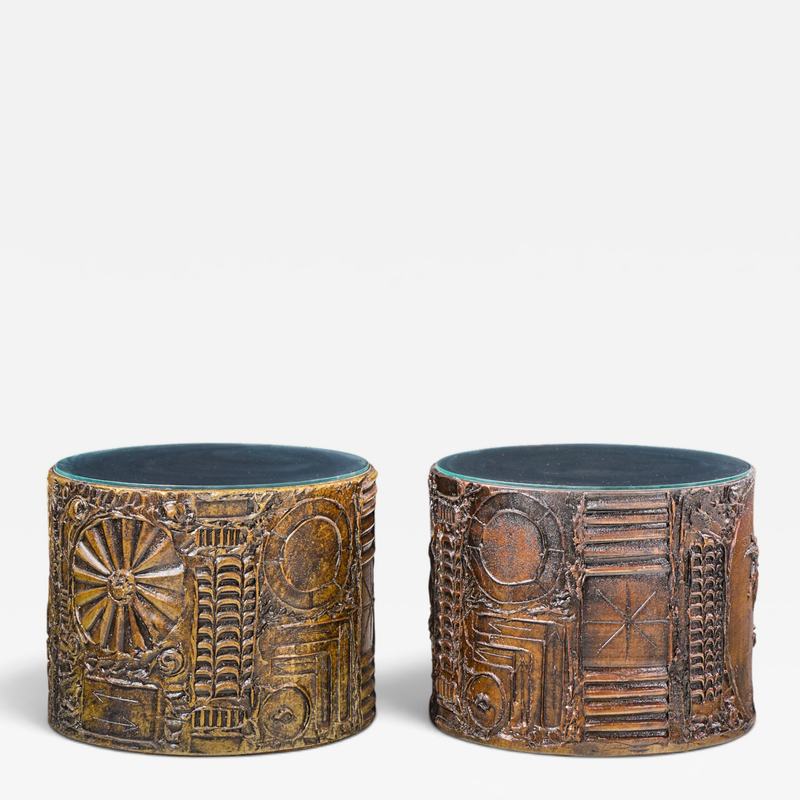  Craft Associates Adrian Pearsall for Craft Associates Mid Century 24 Brutalist Drum End Tables