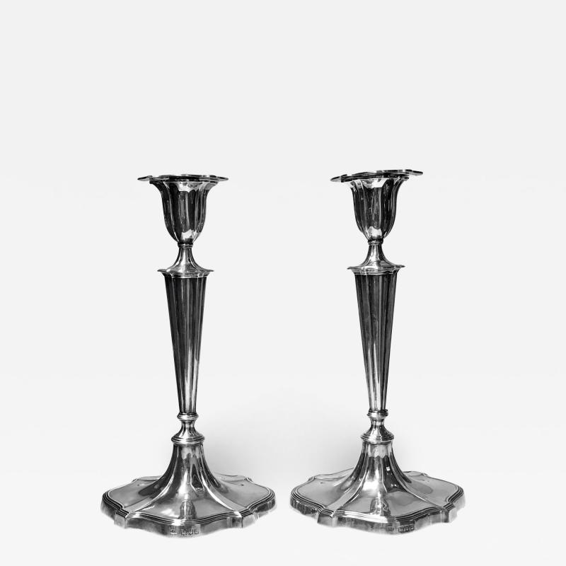  Crichton Co Georgian style Sterling Silver Candlesticks Crichton London 1917