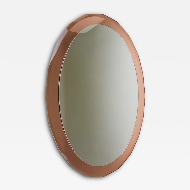  Cristal Art Cristal Arte Cristal Arte Pink Oval Ros Mid Century Scalloped Wall Mirror Italy 1960s